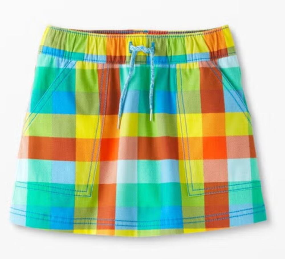 Hannah Andersson Camp Skort, Rainbow Plaid, 12